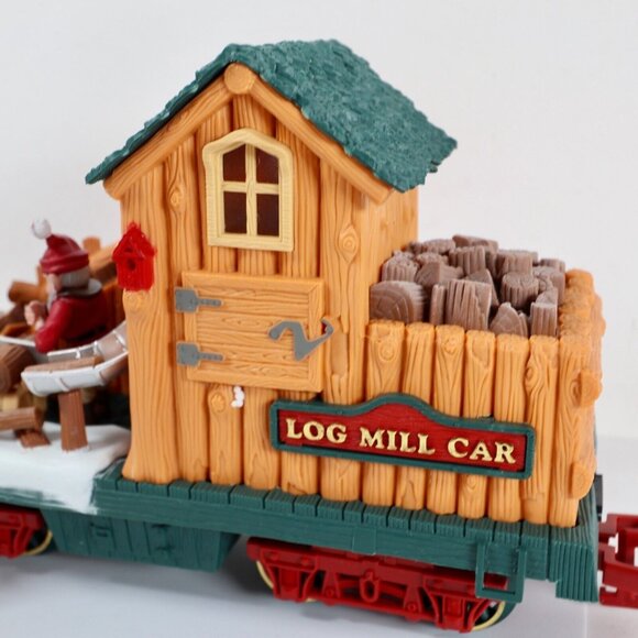 New Bright The Holiday Express Animated Train Log Mill Wood Car 384-4 Tested - Picture 6 of 9
